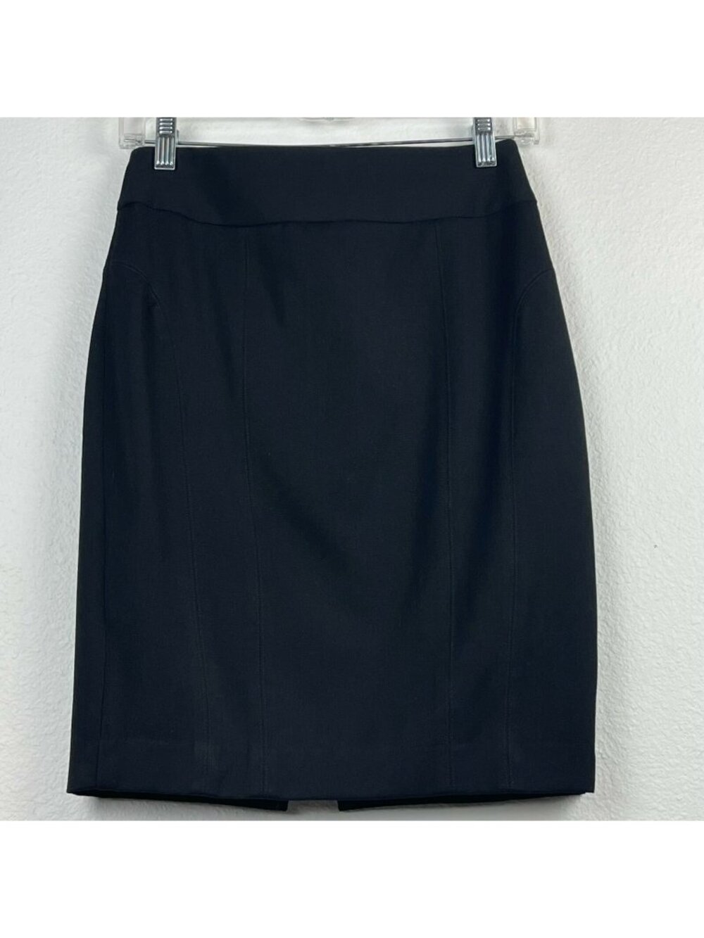 EXPRESS Skirt Womens Size 0 Pencil-Straight Seamed Back Vent Mini Stretch Black